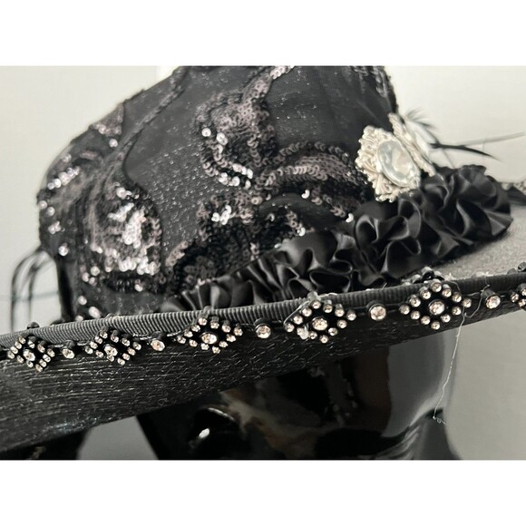 Resistol Jason Aldean Black Embellished Cowboy Hat Rhinestone Feather Rockabilly main image 7